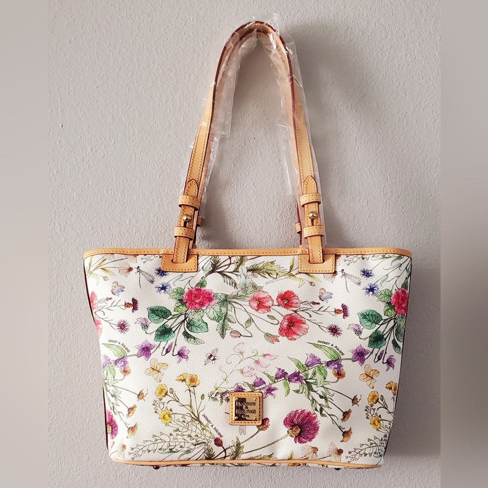 New Dooney & Bourke Botanical Floral Leisure Shopper Tote Butterfly Dragonfly